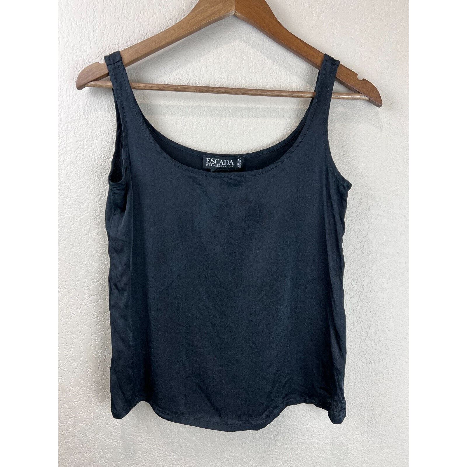 Escada Margaretha Ley Womens Camisole Top Size 38 Sleeveless Black Scoop Neck